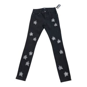 SOCIAL COLLISION Hot Topic Womens Size 28 Black Star Skinny Jeans 31" Inseam NWT